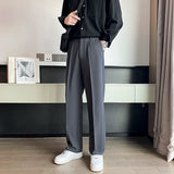 Riolio Spring Summer Men Suit Pants Wide Leg Long Drape Trousers Fashion Streetwear Clothing Solid Stretch Waist Oversize Pants Black