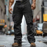 Riolio  Autumn Fashion New Corduroy Cargo Pants Men's Stand Pocket Full-Length Trousers Mens Casual Straight Solid Sweatpants Streetwear