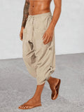 Riolio  Mens Linen Drawstring Harem Capri Pants Casual Beach Yoga Thai Pants