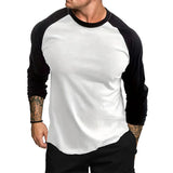 Riolio New Casual Fashion Long Sleeves T Shirt Men Spring Autumn Patchwork Gym Clothing Fitness T-shirt Sports Raglan Sleeves Tshirt