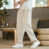 Riolio Summer Men's Trousers Cotton Linen Fashion Casual Pants Solid Color Breathable Loose Shorts Straight Pants Streetwear M-5XL