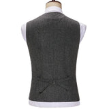 Riolio  V Neck Style Men's Suits Vest Herringbone Wool Classical Causal Slim Fit Men's Waistcoat With Pocket For Wedding Groomesmen