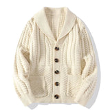 Riolio Korean Version Retro Hand-woven Twisted Twisted Sweater Men's Spring Autumn Thickened Sweater Lapel Cardigan Trendy Jacket Chic
