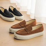 Riolio  Men's Vulcanized Shoes: Niche, Light Luxury, Solid Color, Retro Style, Flat Heel, Split-on, Lazy Soft-soled Casual Walking Shoes