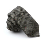 Riolio  Winter Daily Men's Women's 7cm Wool Tie Black Herringbone Brown Stripe Necktie Wedding Party Business Office Gifts Accessories