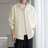 Riolio  Men's Shirt Jacket Thin Casual Versatile Shirt Long Sleeve Loose