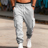 Riolio  Men's Striped Side Cargo Joggers Loose Fit Drawstring Casual Sports Pants With Multi Pockets