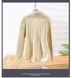 Riolio Korean Version Retro Hand-woven Twisted Twisted Sweater Men's Spring Autumn Thickened Sweater Lapel Cardigan Trendy Jacket Chic