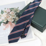 Riolio  Ties for Men Women JK Fashion Wholesale Navy Blue Striped Necktie Male Polyester Party Wedding Clothes Shirts Accessories