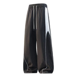 Riolio  Outdoor Casual Loose Leggings Thin Summer Youth High Waist Straight Leg Pants Quick Dry Color Block Fleece Polyester
