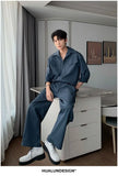 Riolio Men's Shirt Pants Set High-end Shirt Suit Trendy Spring Handsome Long-sleeved Top Loose Straight Trousers Two-piece Set