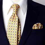 Riolio  2PCS Neck Tie Set 8CM Top Cotton Floral Printed Necktie Fashion Block Flower Suit Ties For Men Shirt Handkerchief Wedding Cravat