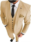 Riolio  Men's Suit 3 Piece Slim Fit Single Breasted Tuxedos for Wedding Formal Business Men Groomsman Blazer+Vest+Pant