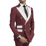 Riolio  Elegant Slim Fit Men's Tuxedo Suit 2-Piece Blazer And Pants Set Peak Lapel Wedding Evening Party Attire