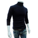 Riolio black turtleneck outfit men Shirt Stretchy Soft Autumn Turtleneck Long Sleeve Solid Color Winter Knitted Pullover Breathable Men 2021New for And Touch