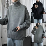 Riolio Winter Men Sweaters Turtlrneck Solid Color Knitted Casual High Qaulity Outwear Fashion Korean Loose Men Tops Pullovers