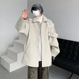 Riolio Streetwear Woolen Coat Men's Autumn Winter Minority Lapel Jacket American Retro Loose Casual Asymmetrical Jacket