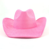 Riolio  Western Big Roll Brim Cowboy Hat Top Cap for Men Women Pink Cowgirl Hat Felt Fedora Hats Outdoor Riding Sun Hat