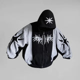 Riolio Y2K vintage zip up hoodie Harajuku Patchwork Gothic streetwear Hip Hop Oversized Hoodie Men women Sweatshirt Fashion Casual Tops