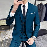 Riolio  Groom's Wedding Dress ( Jacket + Vest + Pants ) High End Brand Solid Color Men's Casual Business Office Formal Suit 3Pcs Sets