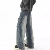 Riolio  Autumn Hip Hop High Street Men and Women Trendy Personality Straight Tube Washed Jeans Couple Loose Retro Casual Pants Harajuku