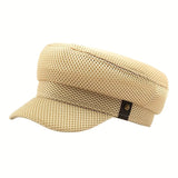 Riolio  Breathable Mesh Flat Cap Vintage-Inspired Sailor Hat Adjustable Snapback Closure Funky Style for Golf Hunting Driving