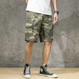 Riolio Men's New Elastic High Waist Pocket Loose Five-point Casual Camouflage Work Shorts