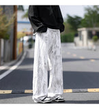 Riolio  Jeans Mens Classic Straight Leg Jeans White Tie Dye Denim Pants Unisex Fashion Casual Trousers Streetwear Hip Hop Style Washed