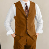 Riolio  Men Vest White Collar Vintage With Lapel Single Button Waistcoat For Wedding Groom Banquet Temperament Slim Men Suit Vest
