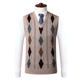 Riolio  Autumn Winter Mens Knitted Sleeveless Jacket Man V-Neck Warm Jumper Knitted Waistcoats Men Wool Pullovers Sweater Vests Clothing