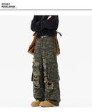 Riolio  Ripped Camo Jeans Men 2025 New Loose Straight Leg Denim Pants Outdoor Hiking Trousers Casual Comfort Street Style Fashion