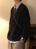 Riolio Cardigans Men Retro Simple Streetwear Autumn Winter Warm V-neck Solid Pocket Popular American Style Male Knitting Casual Daily