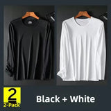 Riolio Men's Summer Lightweight Breathable Long Sve Casual Sun Protection Clothing Qui Dry round Ne T-irt for Youth Daily Use
