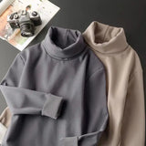 Riolio winter outfits men Fashion Men's Thickened Turtleneck T-Shirts Double-Sided Plush Autumn Winter Tops Casual TEES Plus Size Warm Knit Base Sweater