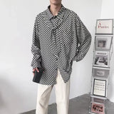 Riolio  Street Casual Fashion Classic Striped Loose Button Straight Turn-down Collar Man Spring Summer Thin Men's Clothing Korean