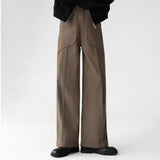 Riolio Korean Elegant Pants Fake Pocket Decoration Wide-leg Pants Autumn New American Style Design Sense Spliced Straight Suit Trousers