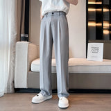 Riolio Spring Summer Men Suit Pants Wide Leg Long Drape Trousers Fashion Streetwear Clothing Solid Stretch Waist Oversize Pants Black