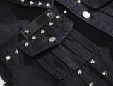 Riolio  Spring Fashion Men Rivet Denim Vest Punk Party Studded Slim Fit Jean Jacket Male Sleeveless Waistcoat for Men Plus Size 6XL