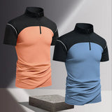 Riolio  Zipper Stand Collar ort Sve T irt Ice Silk Sports Running Top for Men Summer Training Tennis Clothes