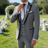 Riolio  Men's Solid Slim Fit 3-Piece Business Suit Set with Blazer Vest And Pant for Wedding Party Luxury Fashion Tuxedo