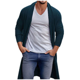 Riolio Men‘S Knitted Sweater Oversize Front Opening Long Hooded Cardigan Coat Harajuku Long-Sleeve Streetwear Pullover Casual Clothing