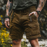 Riolio  Summer Mens Cargo Tactical 100% Cotton Corduroy Short Multi Pocket Shorts Mens Japanese Streetwear Casual Jogger Outdoor Pants