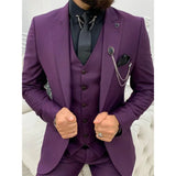 Riolio  3 Pieces Men Single Breasted Suits Slim Fit Wedding Tuxedo Premium Formal Blazer with Pants Prom Party Groom Office Wear