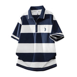 Riolio  Versatile Top Summer Polo Shirt Fashion Stripes Trendy Fit Stylish Comfortable High-Quality Daily Soft Lightweight Men's T-Shirt
