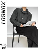 Riolio New Chinese Retro Design Niche Shirt Korean Style Fashion Trend Irregular High-end Shirt Neckline Chic Jacket Men Aesthetic