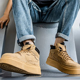 Riolio  Men's Board Shoes with Round Toe Mid-calf Height Stylish Lace-up Design Style Large Size Trendy Niche Personalized Casual Shoes