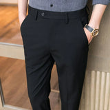 Riolio Summer New Men's Clothing Fashion Casual Versatile Suit Pants Streetwear New Solid Pocket Trendy Business Slim Straight Trousers