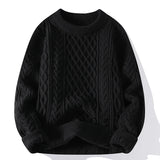 Riolio Autumn Winter Men Sweater Vintage O Neck Solid Color Mens Knitted Pullovers Loose Harajuku Mens Retro Knitting Pullover Sweaters