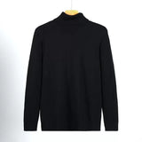 Riolio New Korean Fashion Men Sweater Light Luxury Trendy Turtleneck Knit Solid Color Pullover Leisure Retro Long Sleeve Basic Knitwear