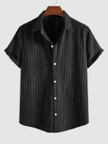 Riolio Striped Shirt for Men Cotton Short Sleeves Button Blouses Casual Turn-down Collar Shirt Summer Streetwear Overshirts Tops